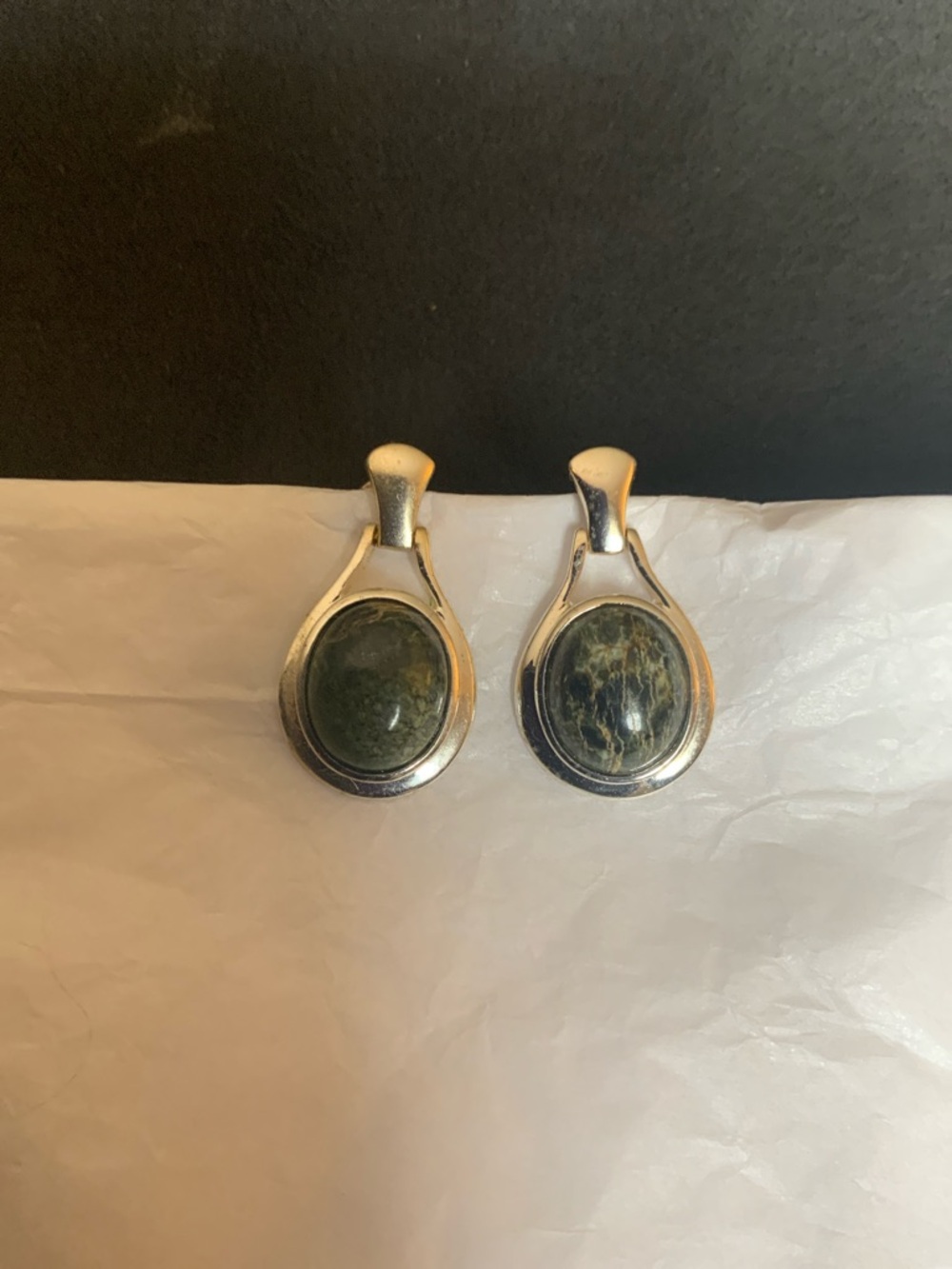 Sterling Silver Green Jasper Drop Earrings